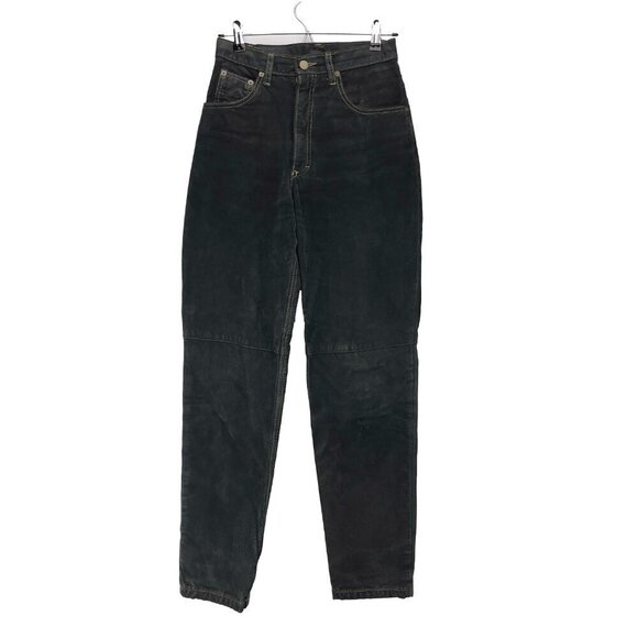 BOVINES Suede 90’s VTG Genuine Ultra-High Waist Charcoal Black Pants sz 8 - Picture 1 of 8